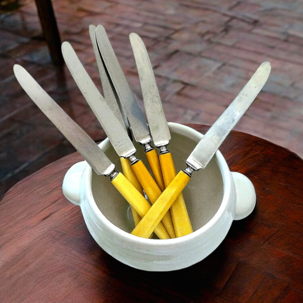 Vintage Bakelite Handle Stainless Knives R. Reincke 1930s-40s Flatware Set of 6